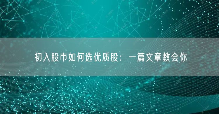 初入股市如何选优质股:一篇文章教会你