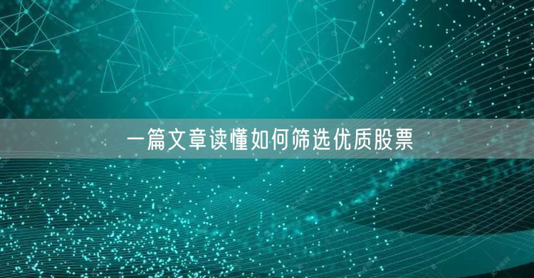 一篇文章读懂如何筛选优质股票