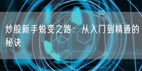炒股新手蜕变之路：从入门到精通的秘诀