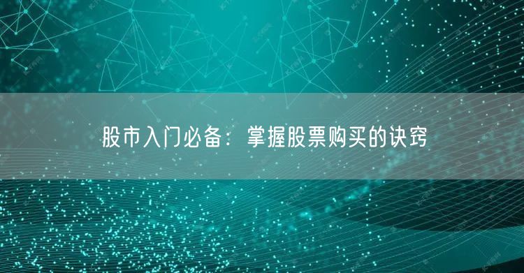 股市入门必备:掌握股票购买的诀窍