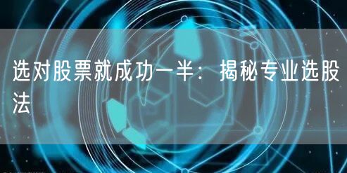 选对股票就成功一半：揭秘专业选股法