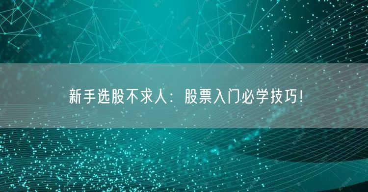 新手选股不求人：股票入门必学技巧！