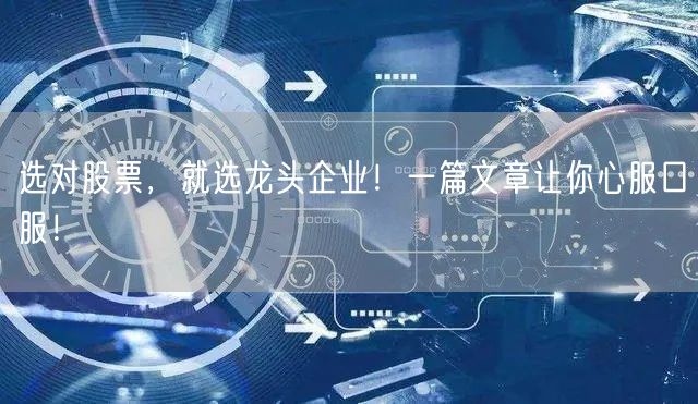 选对股票，就选龙头企业！一篇文章让你心服口服！