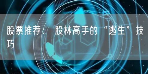 股票推荐： 股林高手的“逃生”技巧