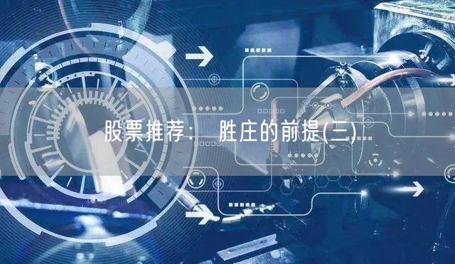 股票推荐： 胜庄的前提(三)